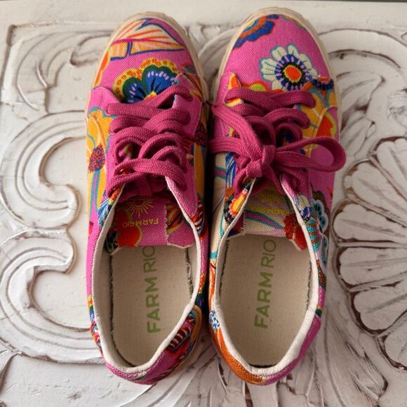 FARM RIO Pink Full Garden Flatform Sneaker SIZE 9.5 - Picture 6 of 9